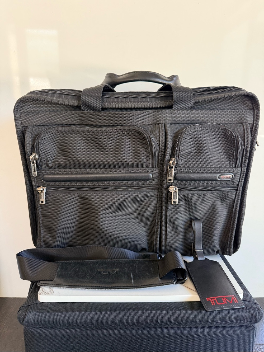 TUMI Alpha 26160D4 Black Ballistic Nylon Expandable Laptop Briefcase